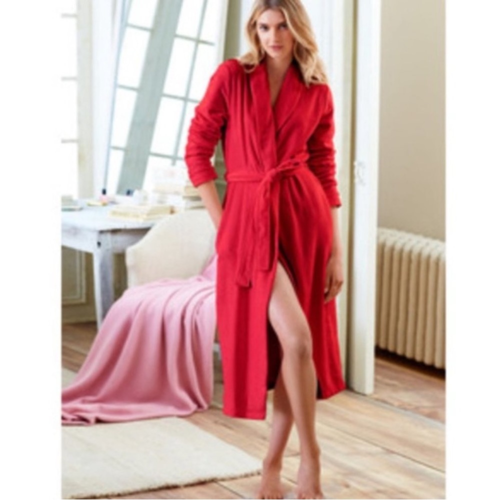 NEW TJ LAWFORD SPA LUXURY Red Bath ROBE with Belt TOWEL TERRY CLOTH 100% COTTON